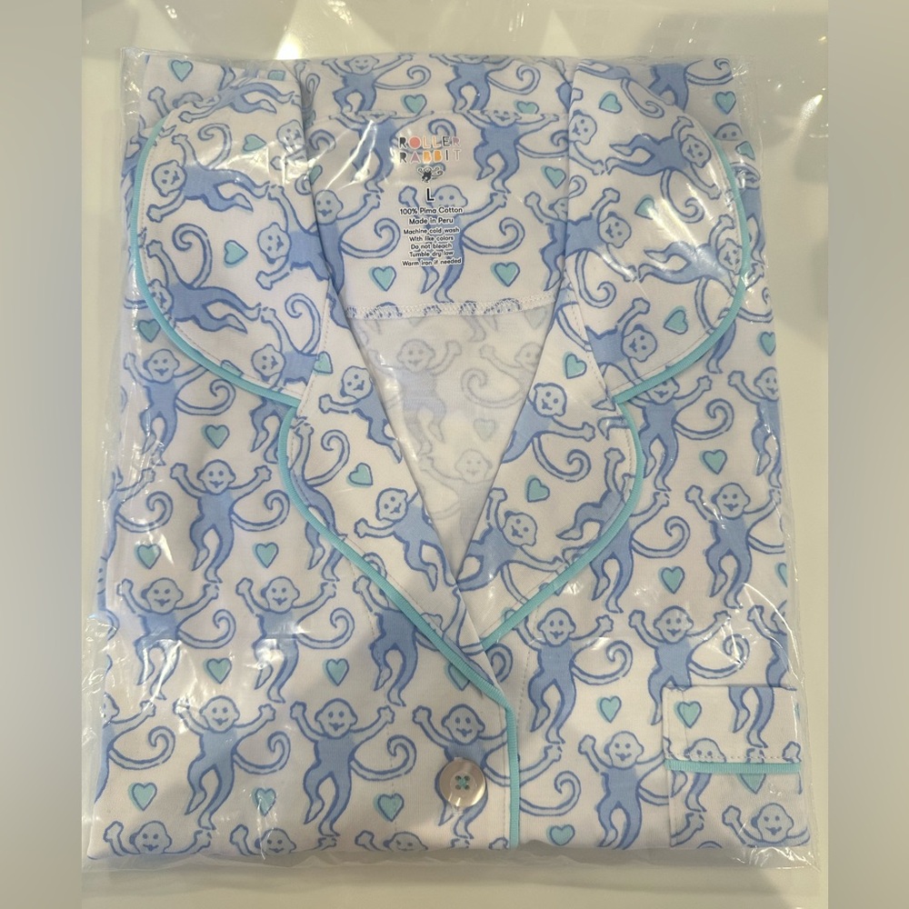 Roller Rabbit lovely Blue Monkey  Pajama Set